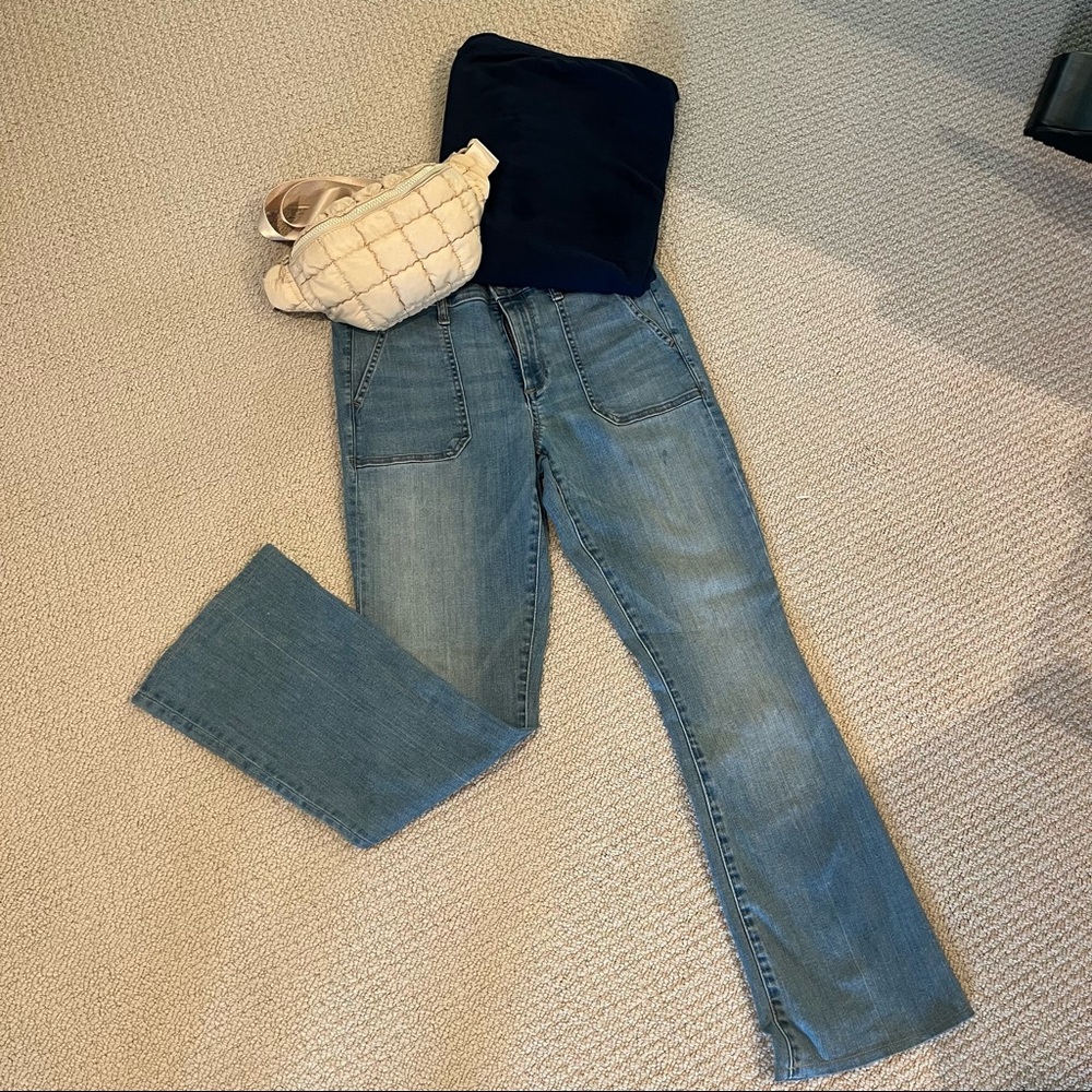 Gap baby boot jeans. Light to medium wash.